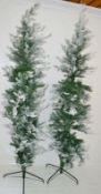 A Pair Of x 7Ft Skinny Form Imitation Christmas Trees - Recently Removed From Harrods - Ex-shop Disp