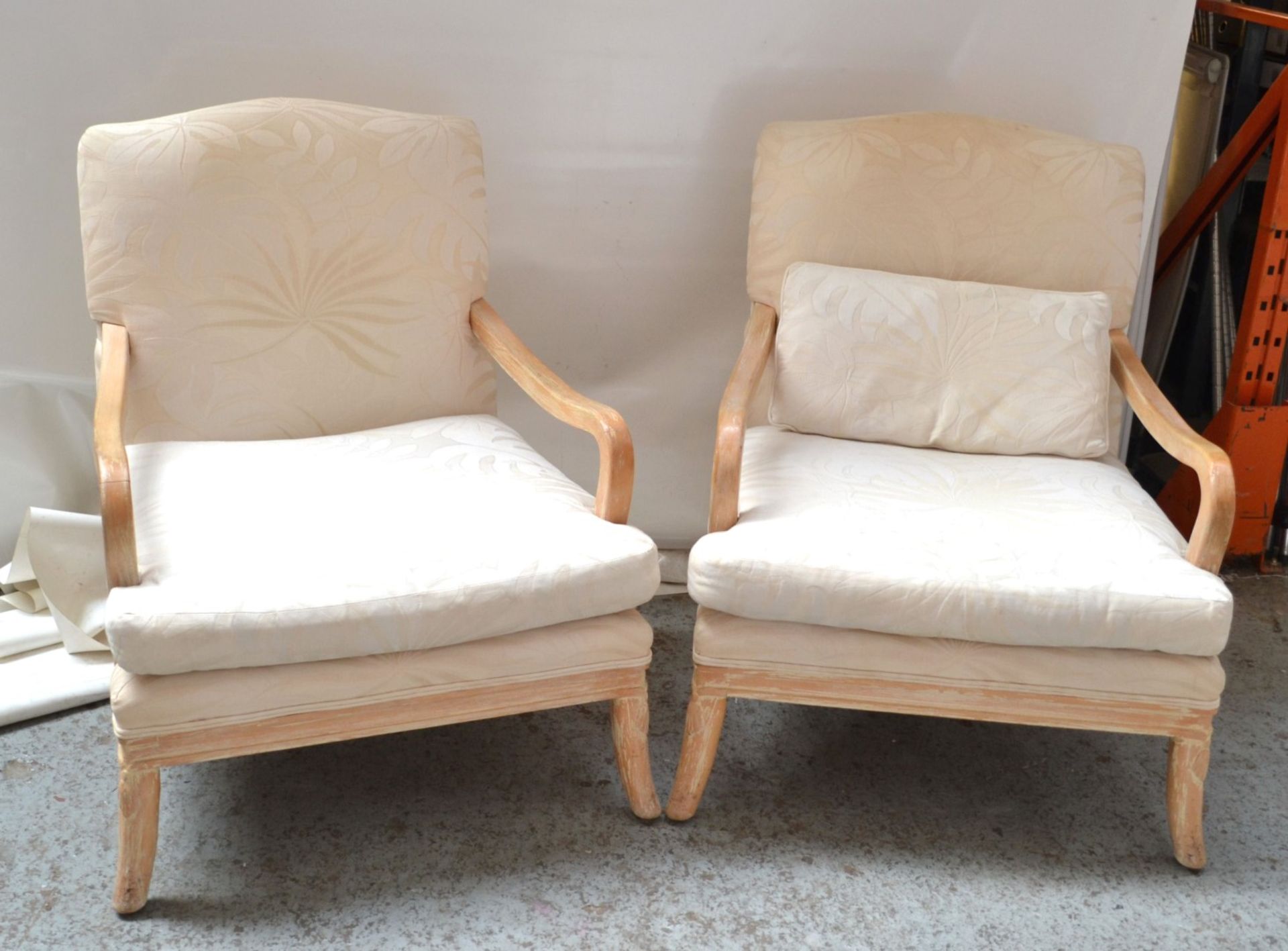 Pair of Cream Arm Chairs - CL314 - Location: Altrincham WA14 - *NO VAT On Hammer*Dimensions: - Image 2 of 9