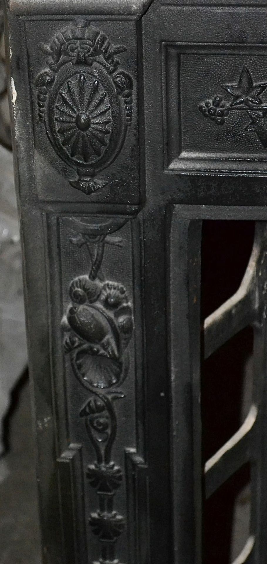 1 x Reclaimed Ornate Cast Iron Fireplace With Fire Fret In Matt Black - Recently Taken From A Listed - Image 5 of 6
