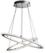 1 x Solexa Led Hoop Chrome Pendant, White Frosted Acrylic Rings - Ex Display Stock - RRP £516.00