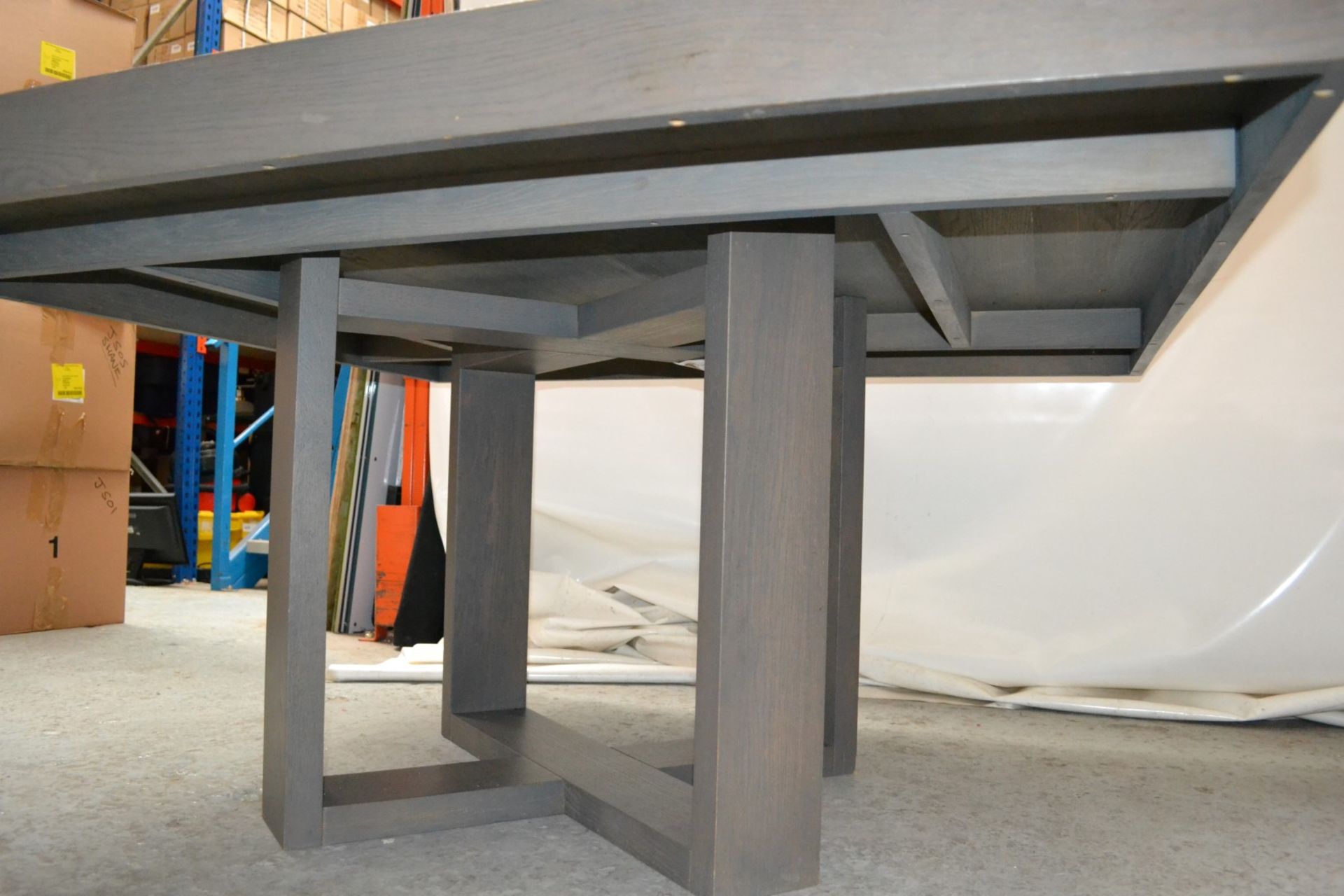 1 x Large Square Wooden Table in Grey Oak Coloured Finish - CL314 - Location: Altrincham WA14 - *NO - Image 5 of 10