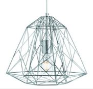 1 x GEOMETRIC Cage Frame Pendant Light Fitting With A Shiny Chrome Finish - Ex Display Stock