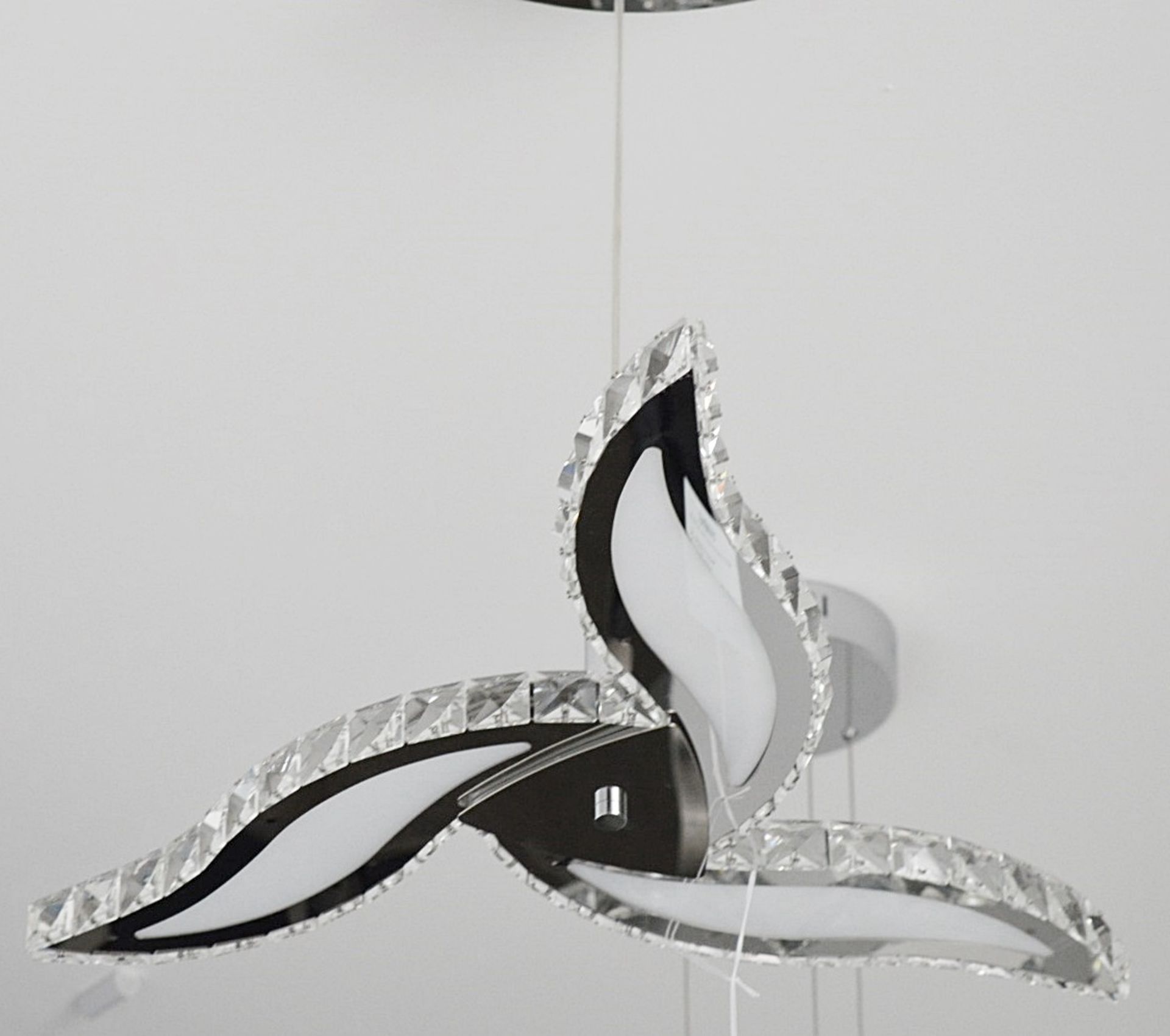 1 x Zinnia Chrome 3-Arm LED Semi-Flush Ceiling Light With Crystal Trim - RRP £444.00 - Image 6 of 6