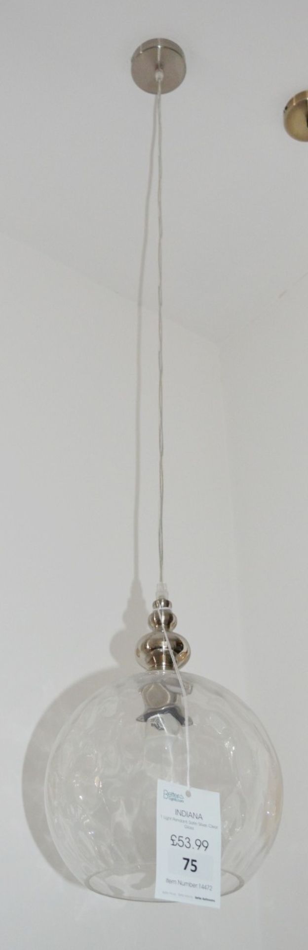 1 x INDIANA Pendant Light With Dimpled Glass Shade - Ex Display Stock - CL298 - RRP £67.20 - Image 2 of 3