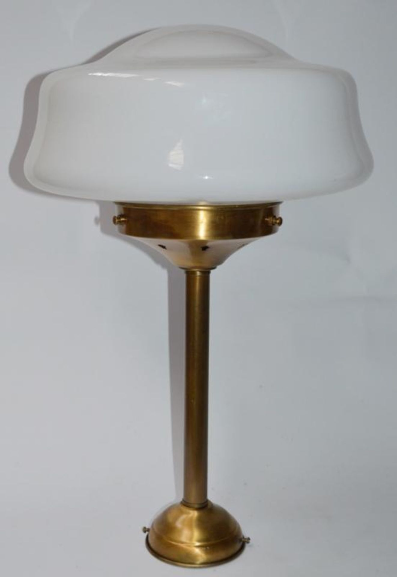 4 x Art Deco Style Lamps With Brass Bases and White Opal Glass Shades - Suitable For Mounting on Ta - Image 2 of 9