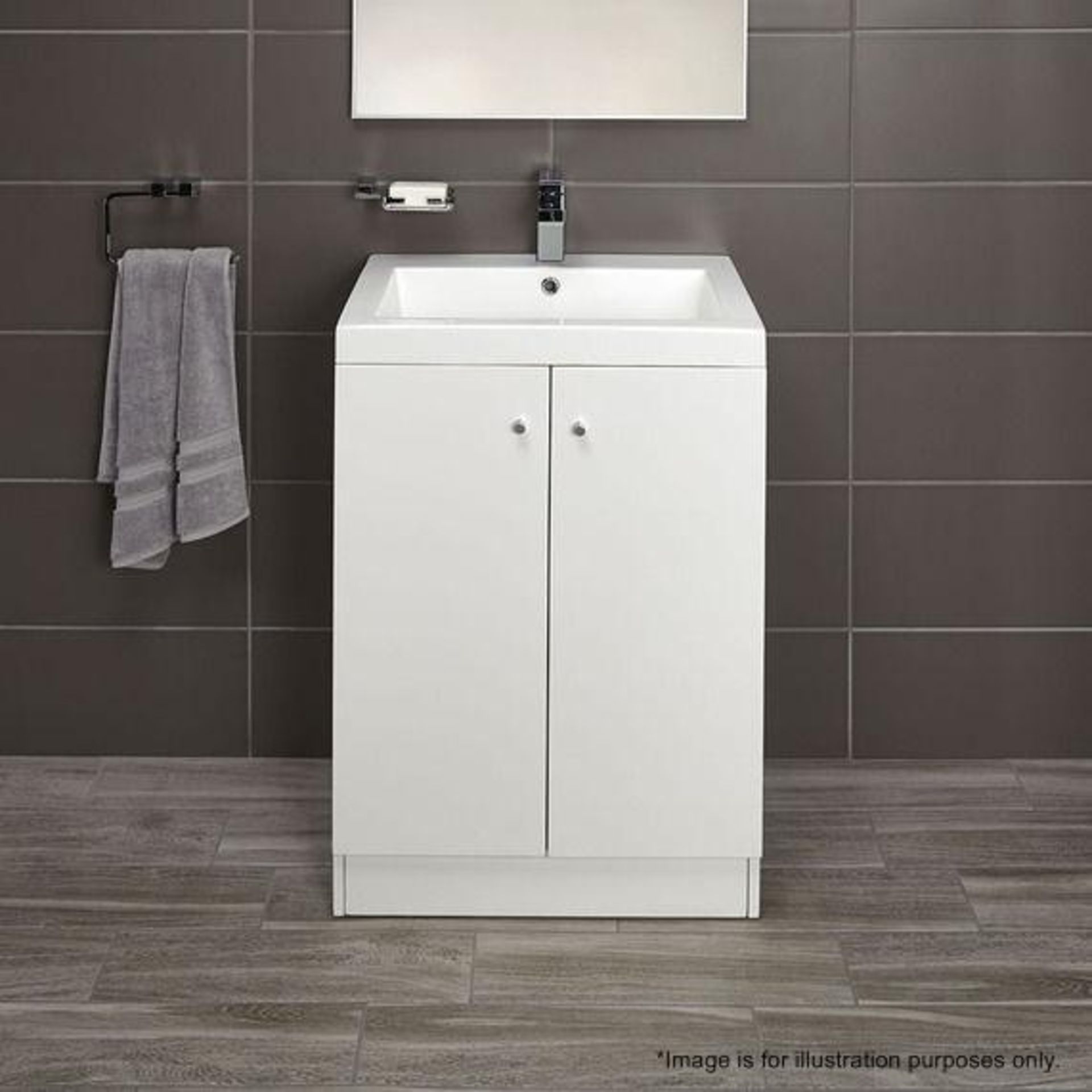 10 x Alpine Duo 600 Floorstanding Vanity Units In Gloss White - Dimensions: H80 x W60 x D45cm - Bran - Image 3 of 5