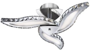 1 x Zinnia Chrome 3-Arm LED Semi-Flush Ceiling Light With Crystal Trim - RRP £444.00