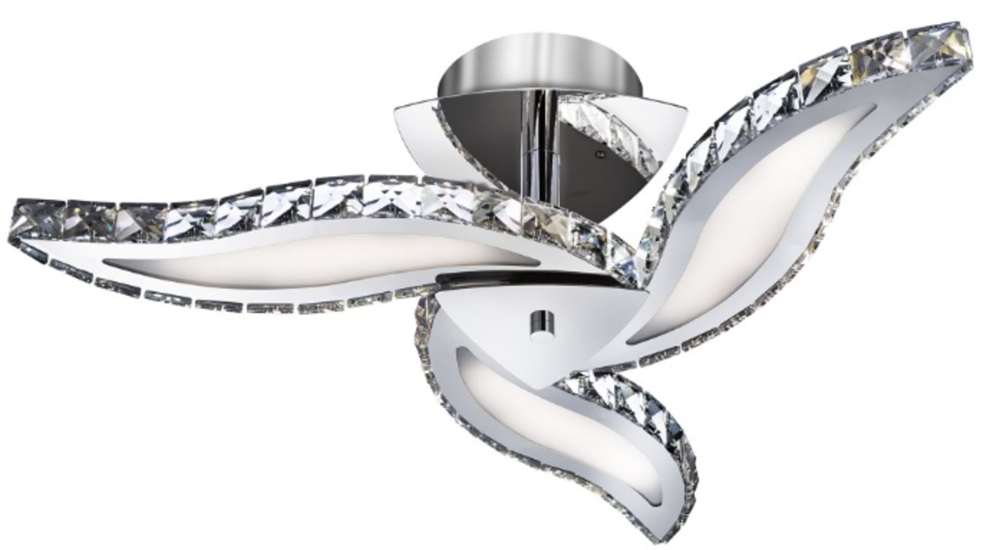 1 x Zinnia Chrome 3-Arm LED Semi-Flush Ceiling Light With Crystal Trim - RRP £444.00