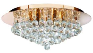 1 x Hanna Gold 6 Light Semi-flush With Clear Crystal Balls Fitting - Ex Display Stock - RRP £276.00