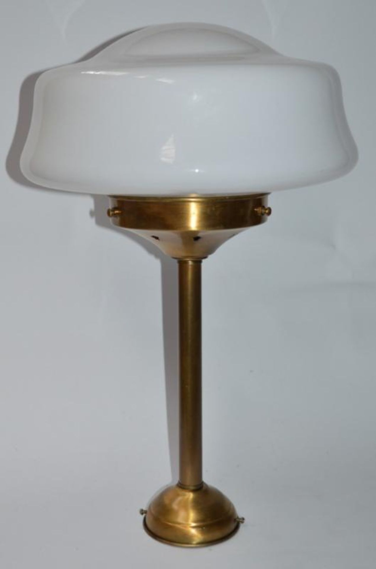 2 x Art Deco Style Lamps With Brass Bases and White Opal Glass Shades - Pair of - Suitable For Moun - Image 2 of 10