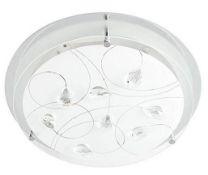 1 x 320 Flush Ceiling Light With Frosted Patterned Glass - Ex Display Stock - CL298 - Ref J146 - Lo