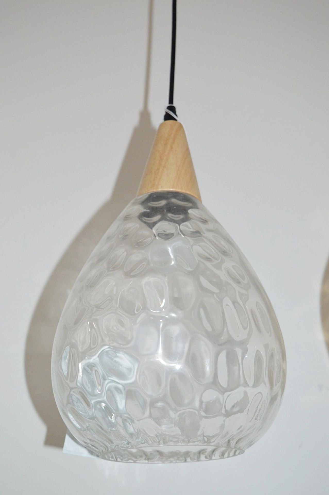 1 x INDIANA Pendant Light With Dimpled Glass Shade  - Ex Display Stock - RRP £67.20 - Image 2 of 2