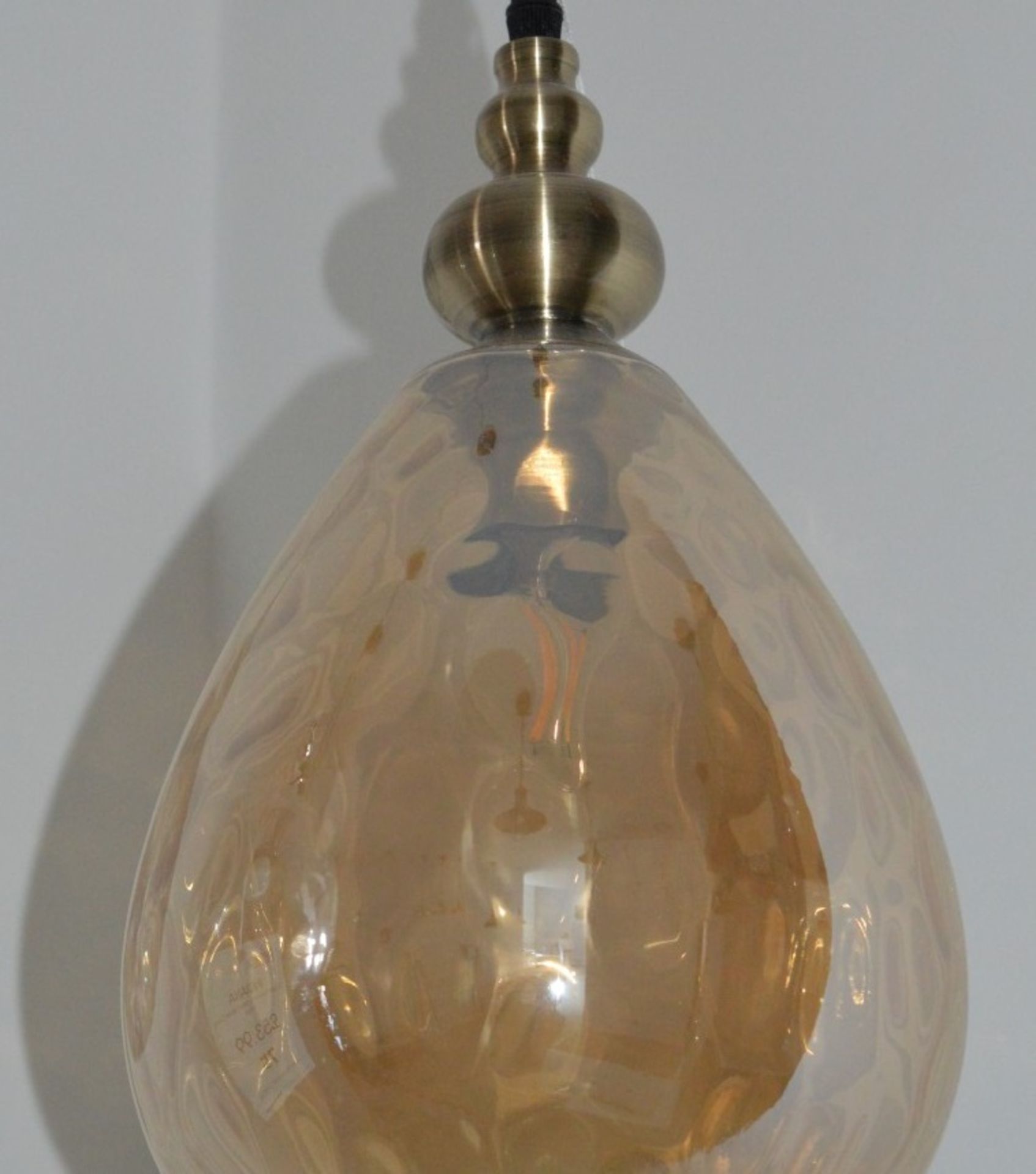 1 x INDIANA Pendant Light With Dimpled Glass Shade - Ex Display Stock - CL298 - Ref J076 - Location: - Image 4 of 4