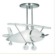 1 x Novelty Satin Silver Frosted Glass Airplane Light - Ex Display Stock - RRP £156.00