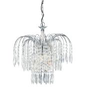 1 x WATERFALL Chrome 3-Light Ceiling Fitting With Crystal Button & Drops Decoration - RRP £256.80