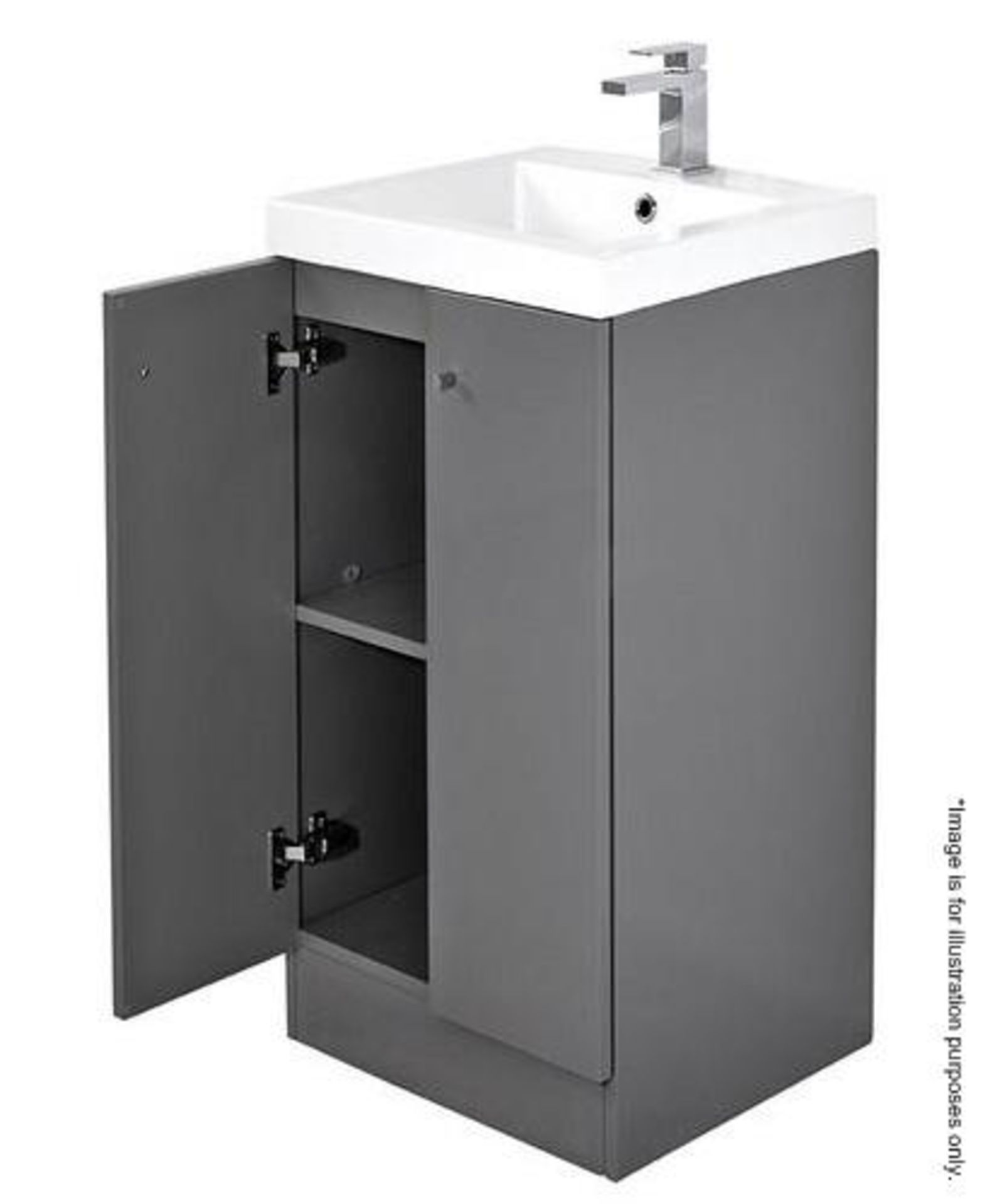9 x Alpine Duo 400 Floorstanding Vanity Units In Gloss Grey - Brand New Boxed Stock - Dimensions: H8 - Image 2 of 3