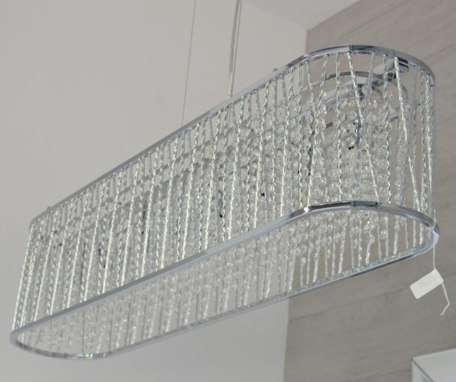 1 x Elise Chrome 8 Light Fitting With Crystal Button Drops - Ex Display Stock - CL298 - Ref J404 - L - Image 3 of 10