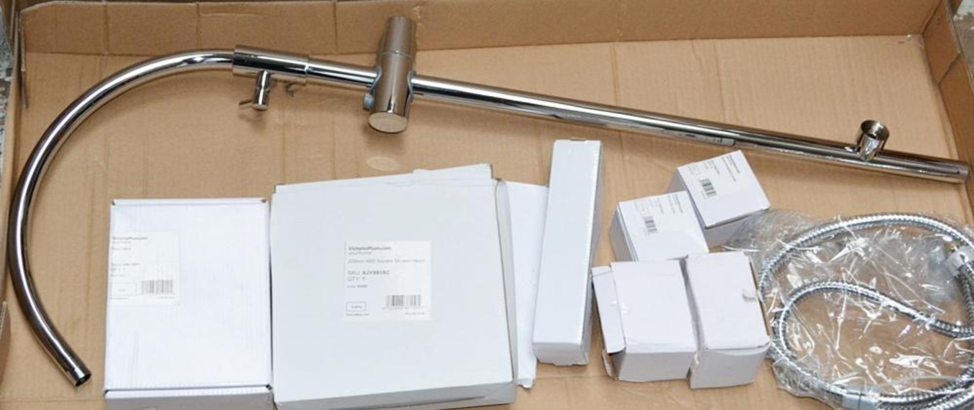 1 x Shower Riser Rail Kit With Handset And Themostatic Valve (S205-1) - Features 200mm Square Shower - Image 2 of 17