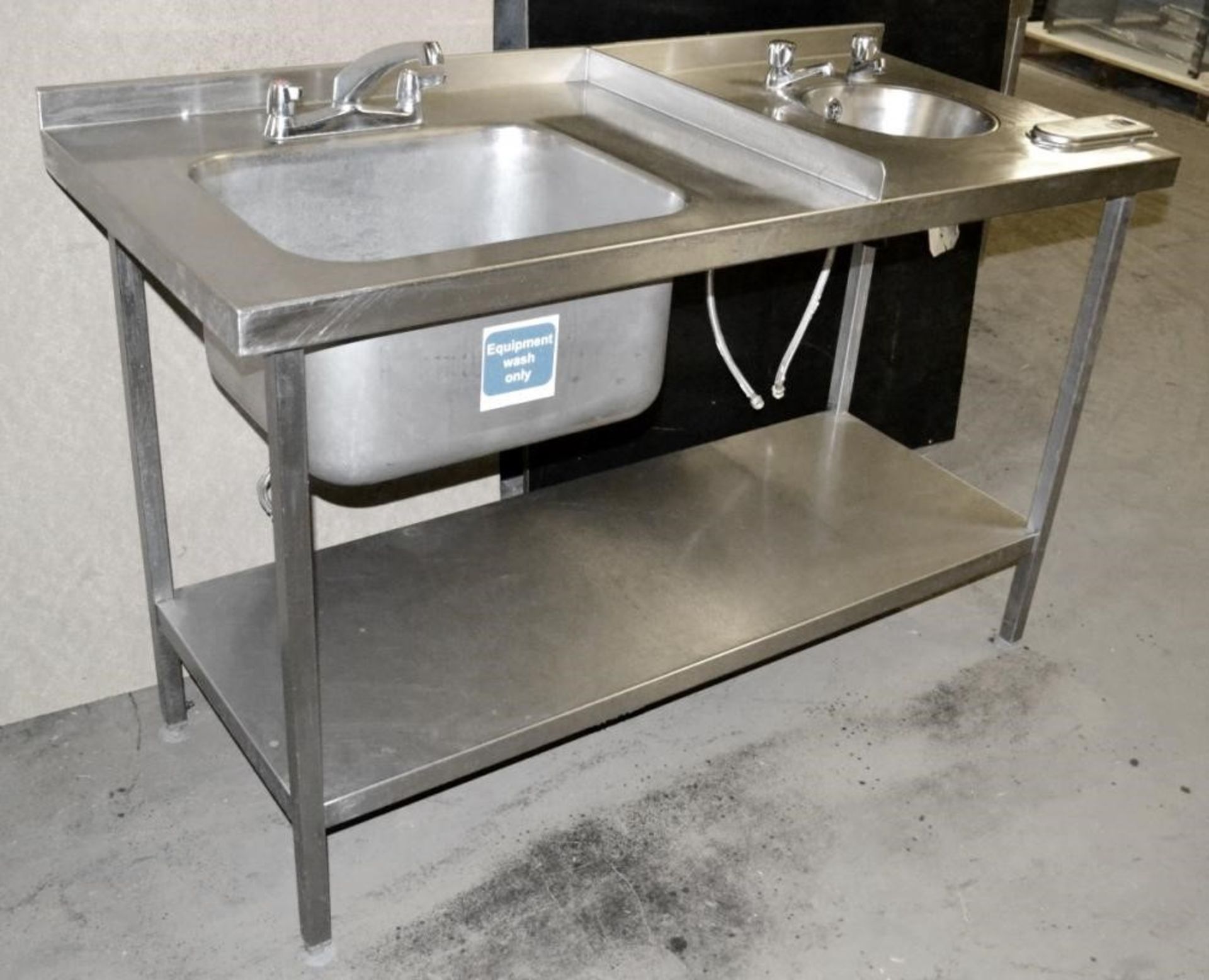 1 x Commercial Stainless Steel Double Sink Unit With Mixer Tap, Spillage Lip, Splashback and Undersh - Image 6 of 6