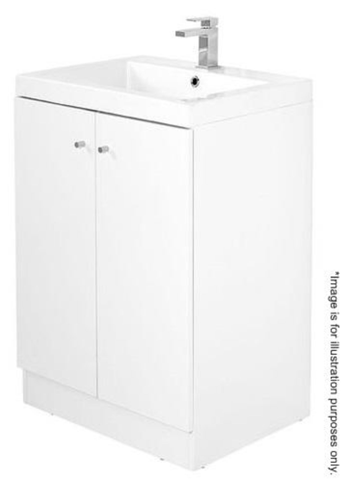 10 x Alpine Duo 600 Floorstanding Vanity Units In Gloss White - Dimensions: H80 x W60 x D45cm - Bran - Image 2 of 5