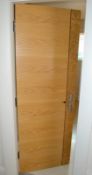 2 x Premium Quality Internal Oak And Burl Walnut Lockable Bathroom Door With Brushed Metal Handles A