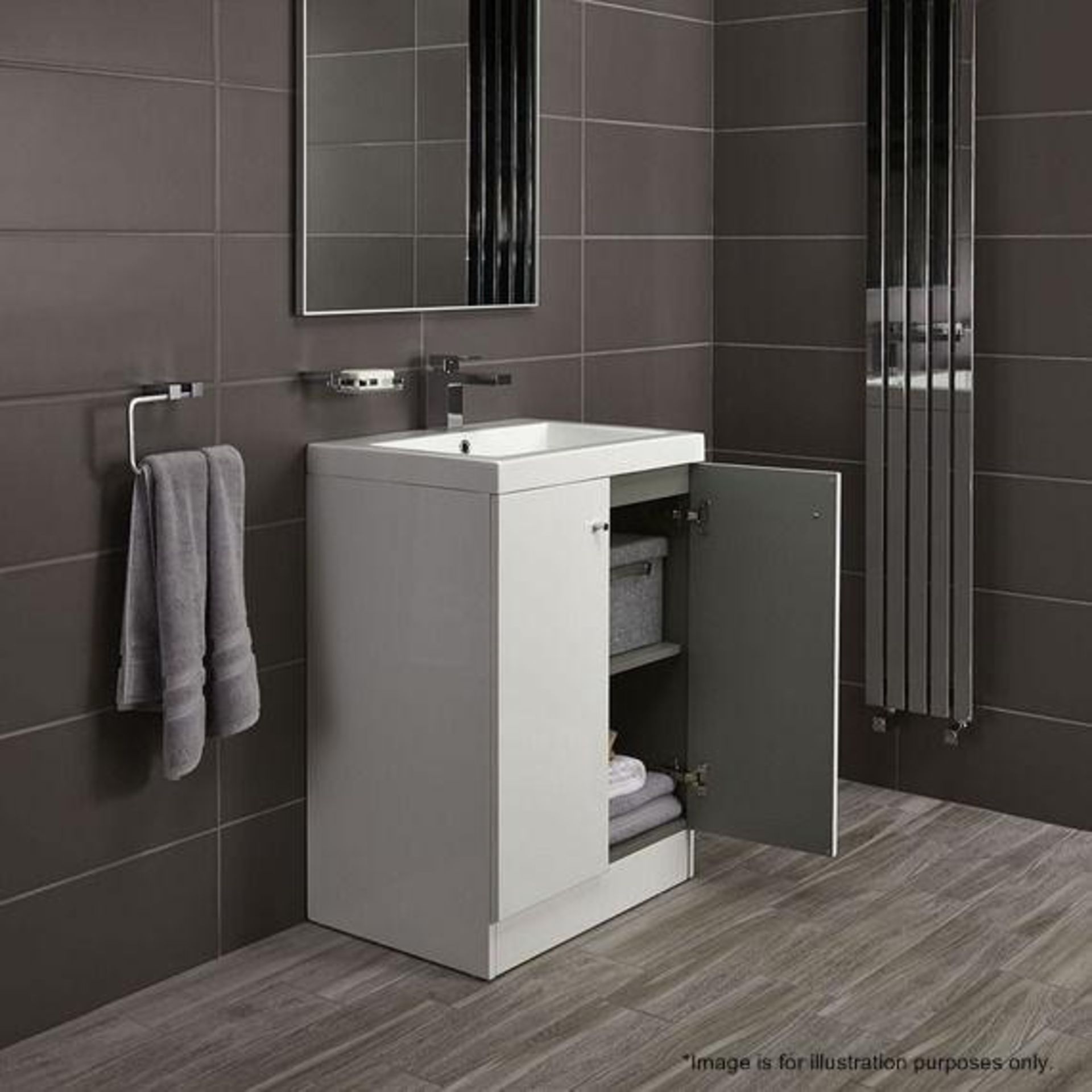 10 x Alpine Duo 600 Floorstanding Vanity Units In Gloss White - Dimensions: H80 x W60 x D45cm - Bran - Image 4 of 5