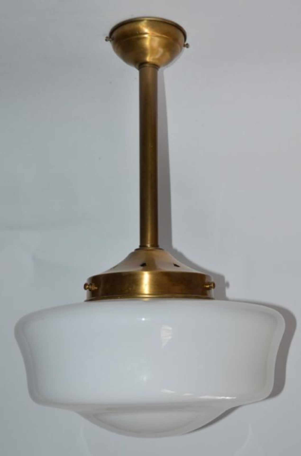 4 x Art Deco Style Lamps With Brass Bases and White Opal Glass Shades - Suitable For Mounting on Ta