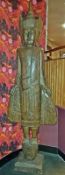 1 x Freestanding Buddha Statue - Over 8ft Tall - Natural Carved Wood Finish - Ref SN174