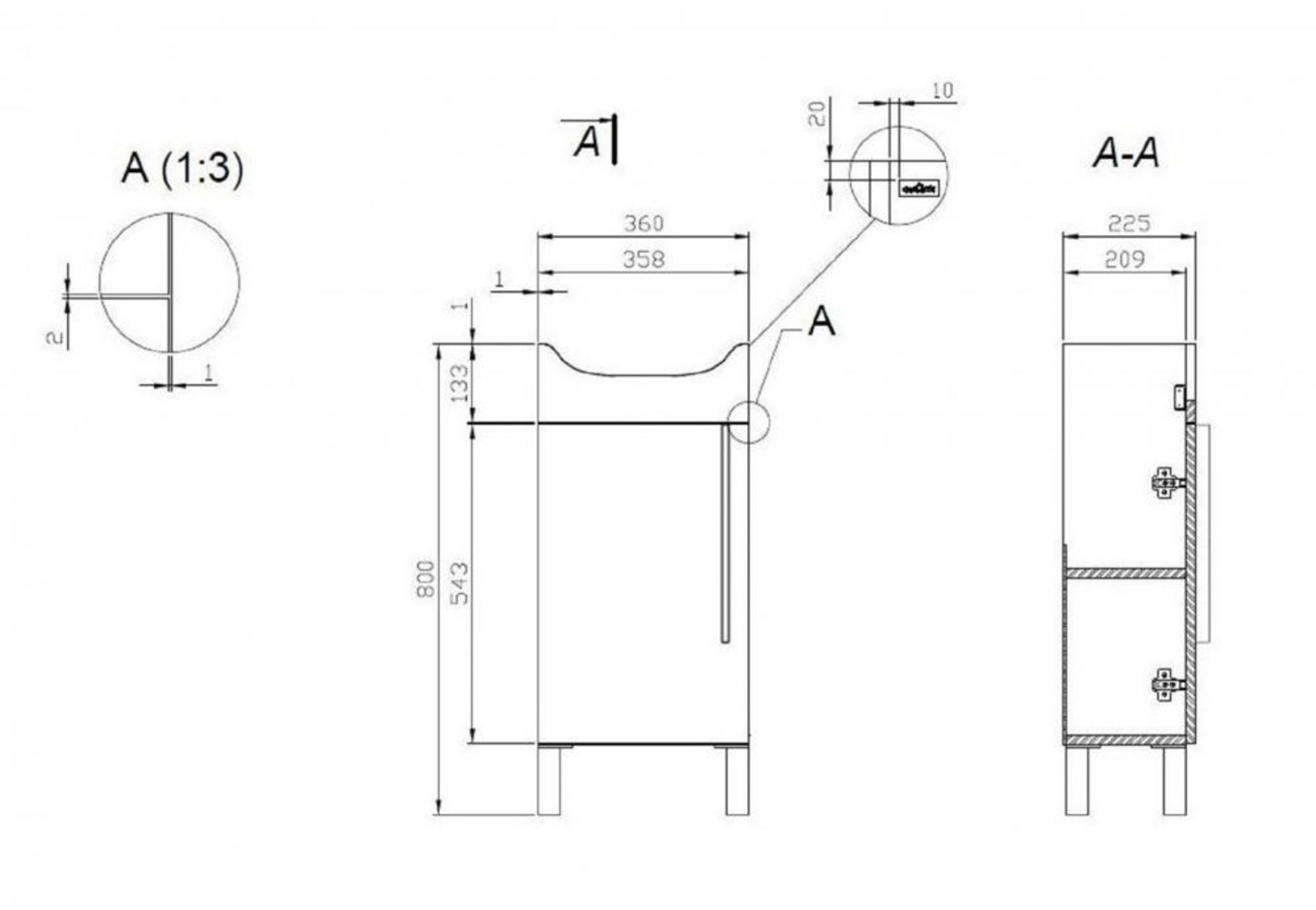 1 x Estilo Louis 40 Vanity Unit & Basin In White - Includes Twyfords Top Action Lever Mono Tap - All - Image 2 of 8