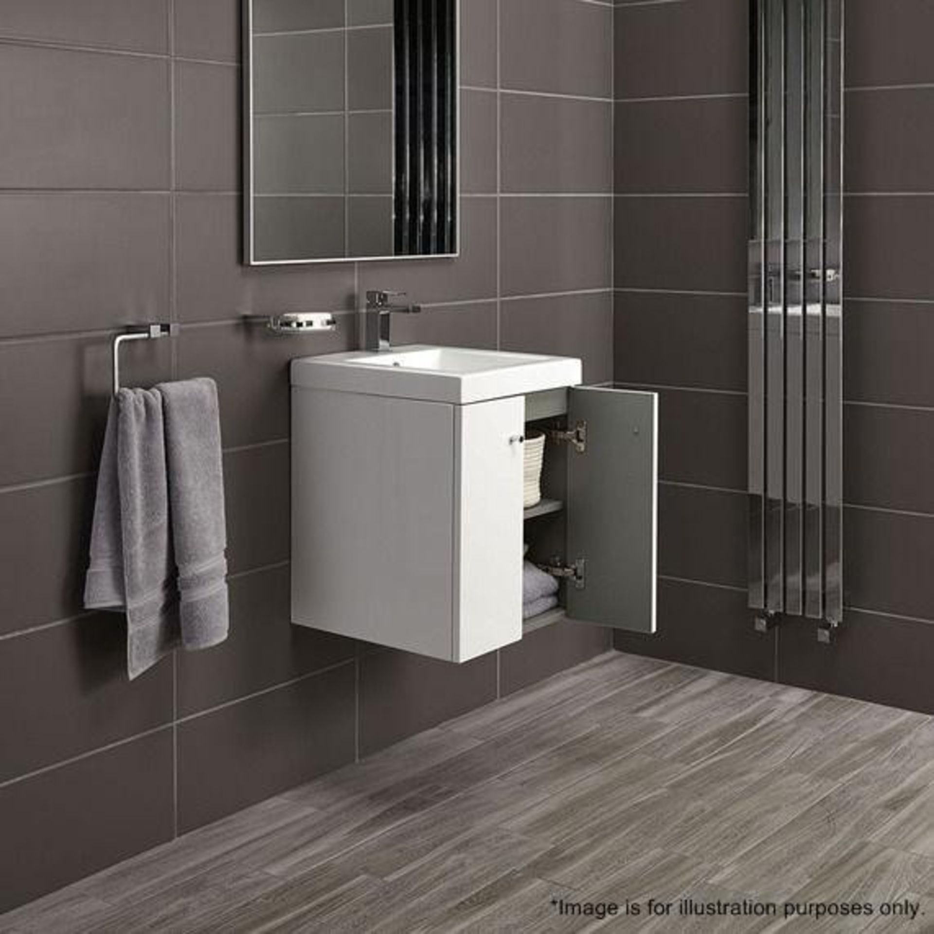 9 x Alpine Duo 400 Wall Hung Vanity Units In Gloss White - Brand New Boxed Stock - Dimensions: H49 x