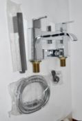 1 x Vogue Series 1 Bath Modern Bath Shower Mixer Tap With Handset In Bright Chrome - High Quality Br