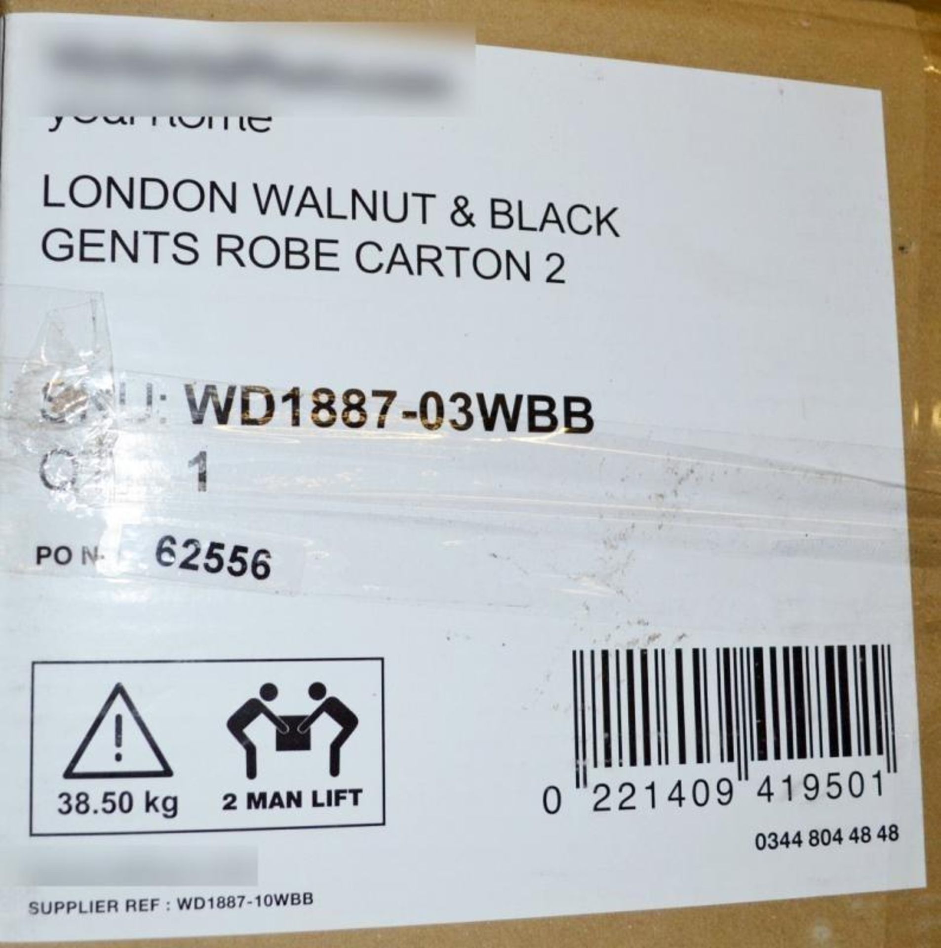 1 x LONDON Gents 2-Door, 1-Drawer Wardobe - Features A Walnut & Black Gloss Finish - Ref: DY145/WD18 - Image 5 of 7