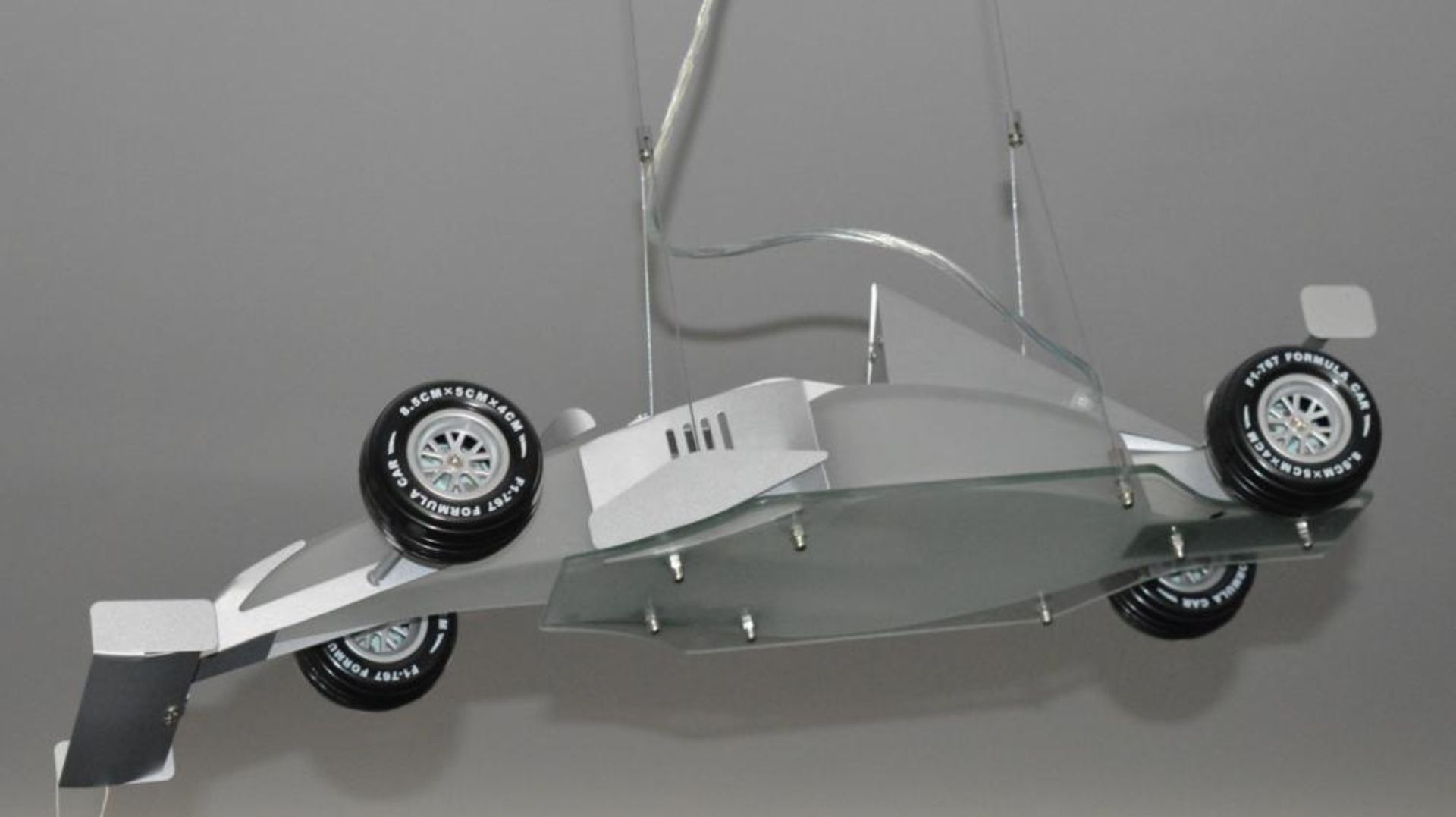 1 x Novelt Satin Silver Racing Car Ceiling Light With Frosted Glass - Ex Display Stock - CL298 - Ref - Image 3 of 3