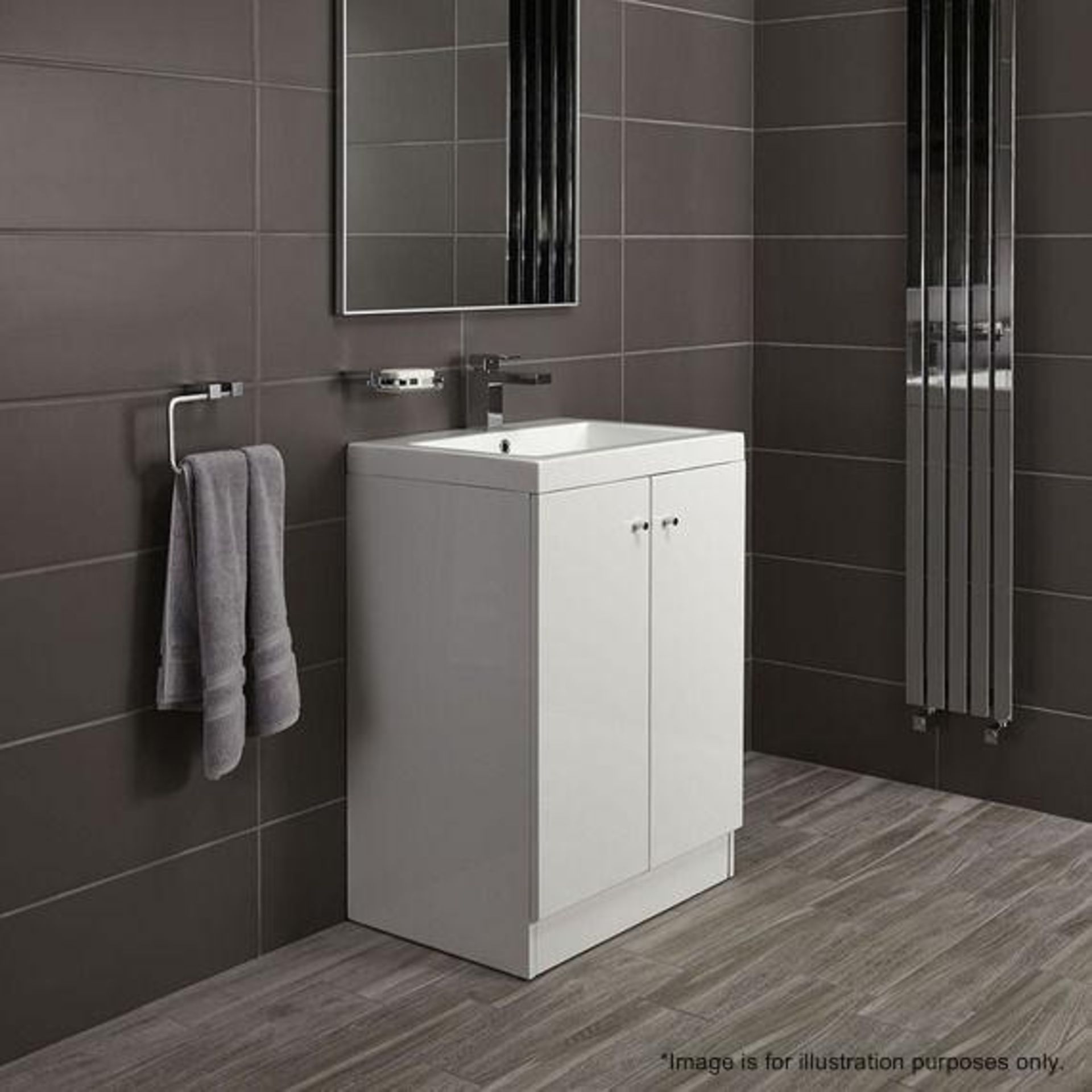 10 x Alpine Duo 600 Floorstanding Vanity Units In Gloss White - Dimensions: H80 x W60 x D45cm - Bran