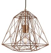 1 x GEOMETRIC Cage Frame Pendant Light Fitting With A Shiny Copper Finish - Ex Display Stock