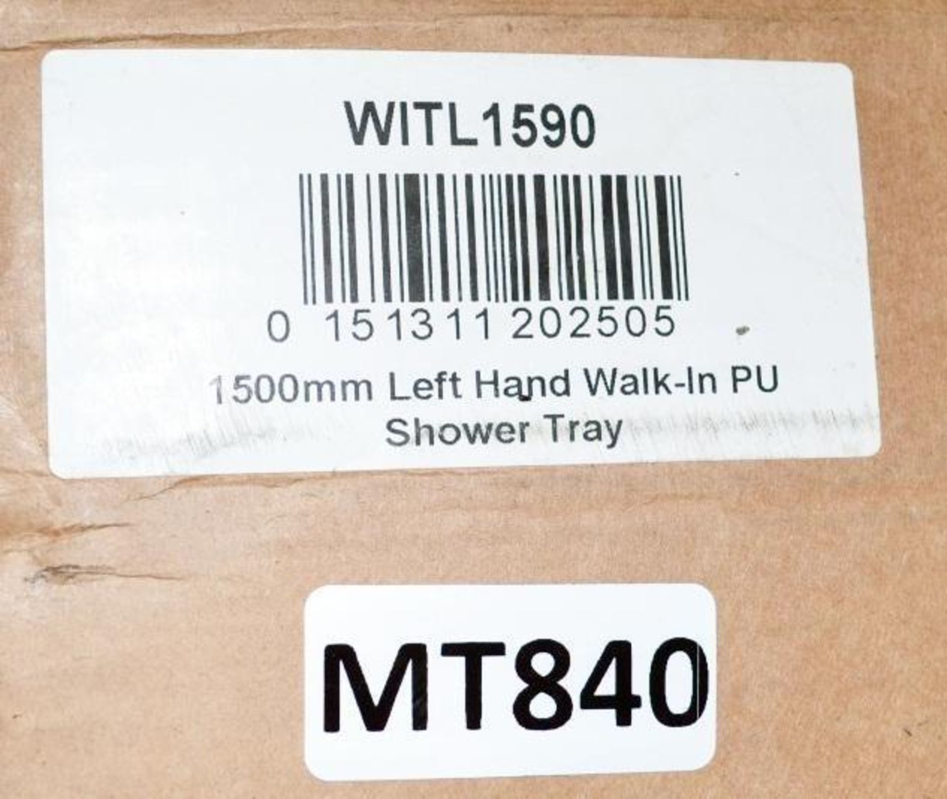 1 x Left Hand P-Shaped Walk-in PU Shower Tray (WITL1590) - Dimensions: 1500 x 900mm - Unused Boxed S - Image 2 of 2