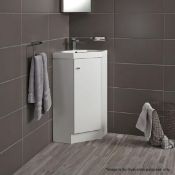 10 x Alpine Duo 420 Corner Vanity Unit - Gloss White - Brand New Boxed Stock - Dimensions: W42 x D42
