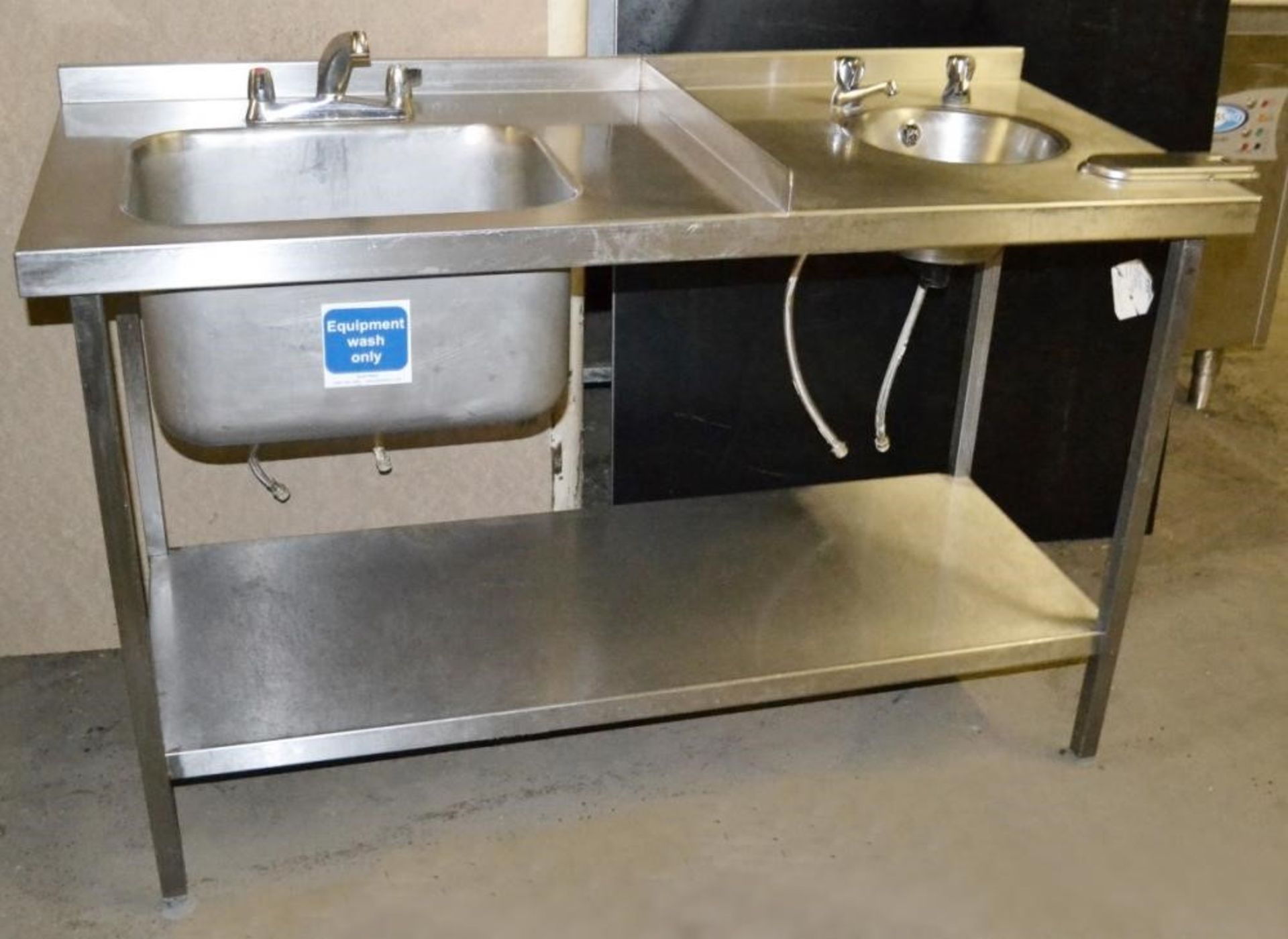 1 x Commercial Stainless Steel Double Sink Unit With Mixer Tap, Spillage Lip, Splashback and Undersh