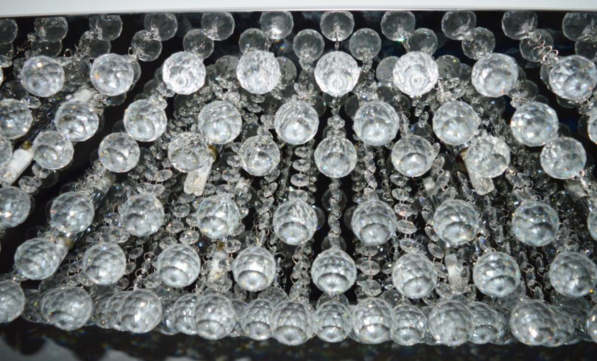 1 x Hanna Chrome 8 Light Rectangular Semi Flush Ceiling Light With Clear Sparkling Crystal Balls - E - Image 5 of 8