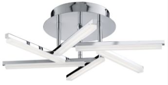 1 x Solexa 6 Light Led Chrome Ceiling Fitting With Frosted Criss Cross Pattern Arms - RRP £288.00