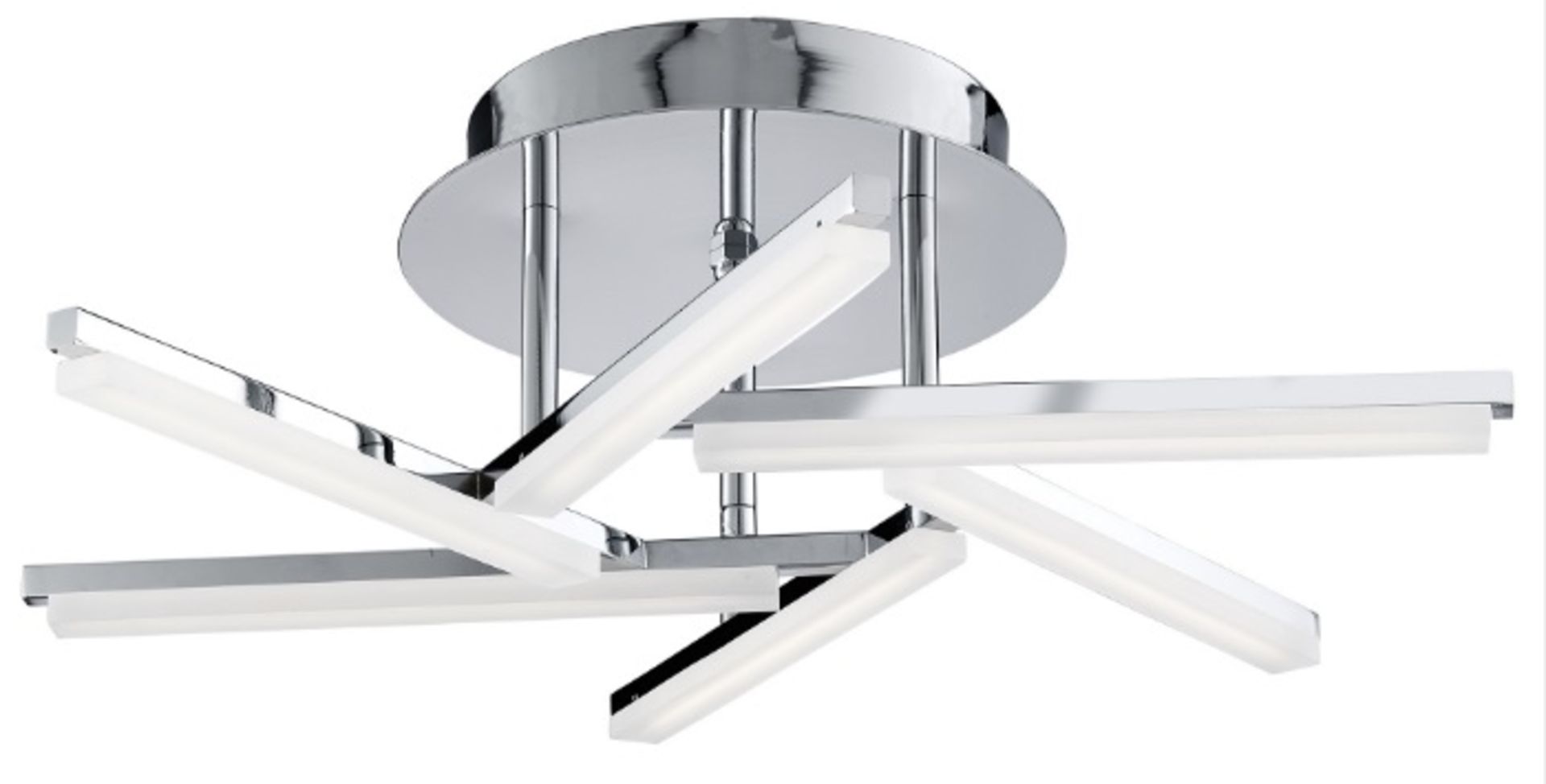 1 x Solexa 6 Light Led Chrome Ceiling Fitting With Frosted Criss Cross Pattern Arms - RRP £288.00