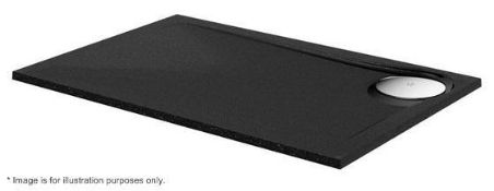 1 x Black Left Handed Rectangular Stone Shower Tray With Drain Cover - Dimensions: 1200 x 800 x 30mm