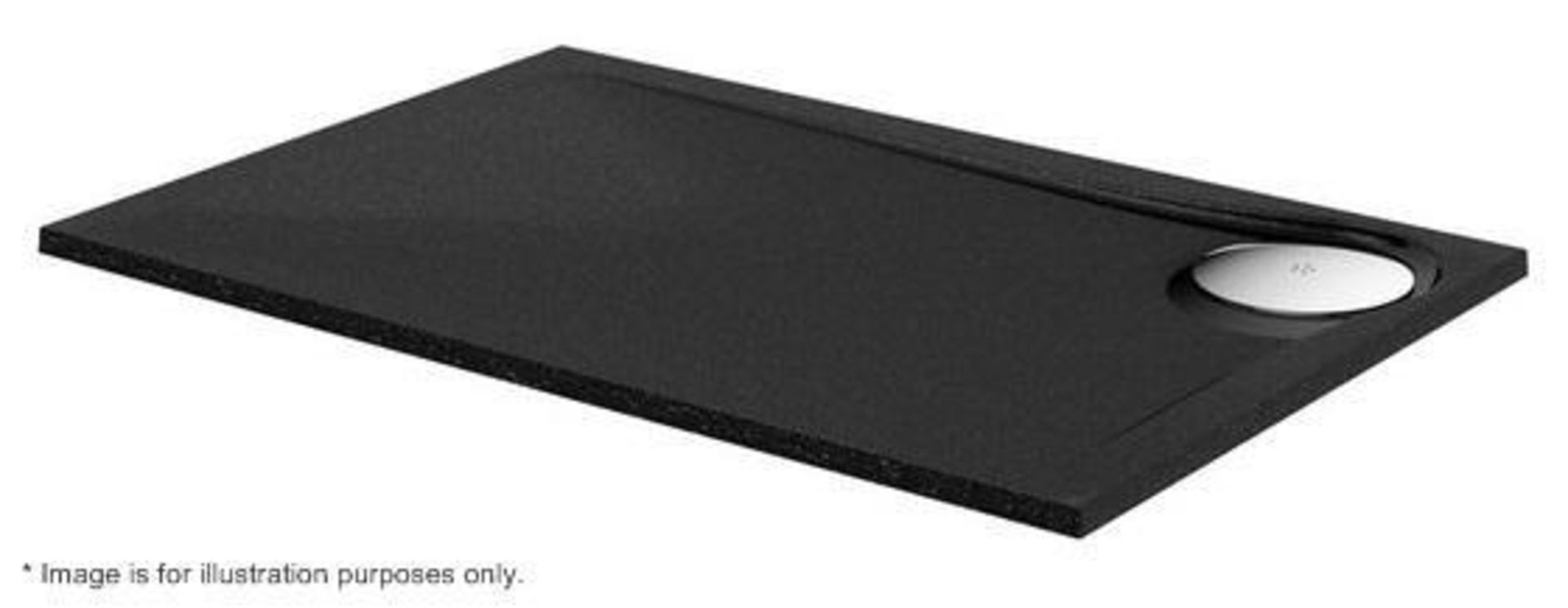 1 x Black Left Handed Rectangular Stone Shower Tray With Drain Cover - Dimensions: 1200 x 800 x 30mm