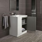 10 x Alpine Duo 750 Floorstanding Vanity Units In Gloss White - Dimensions: H80 x W75 x D49.5cm - Br