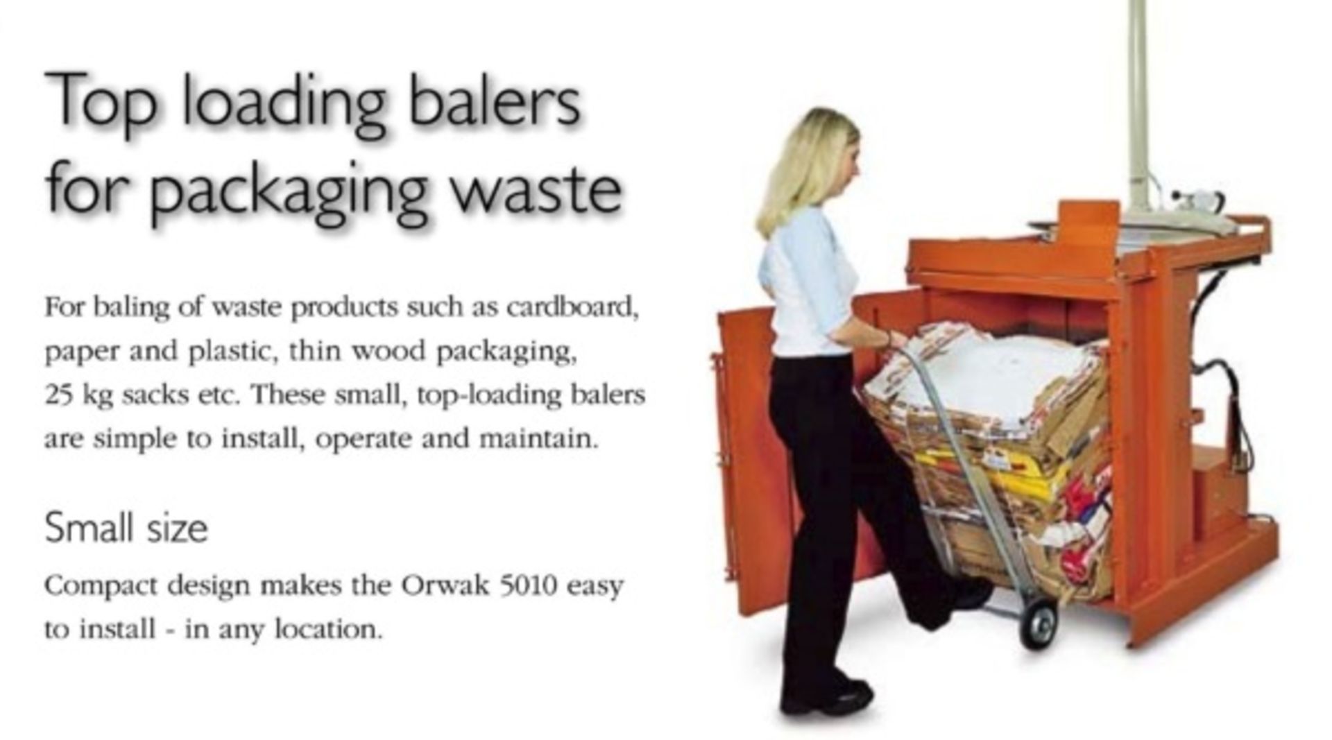 1 x Orwak 5010 Top Loading Baler -  Fully Tested and Working, Very Good Condition - CL011 - - Image 3 of 11