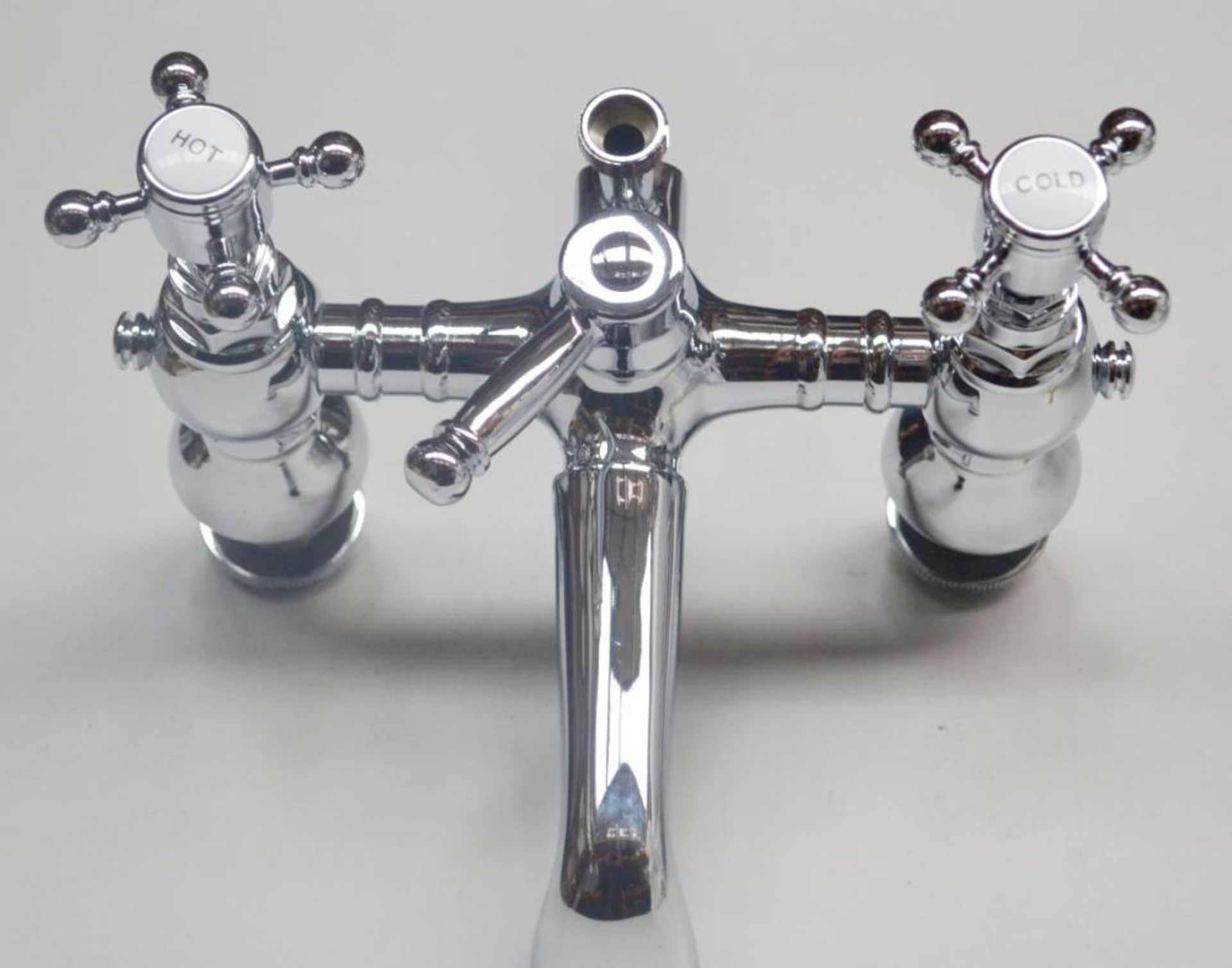 1 x Traditional Bath Filler With Standpipes - Dimensions (of tap): W24 x H19 x D20cm - Ref: M176 - - Image 2 of 5