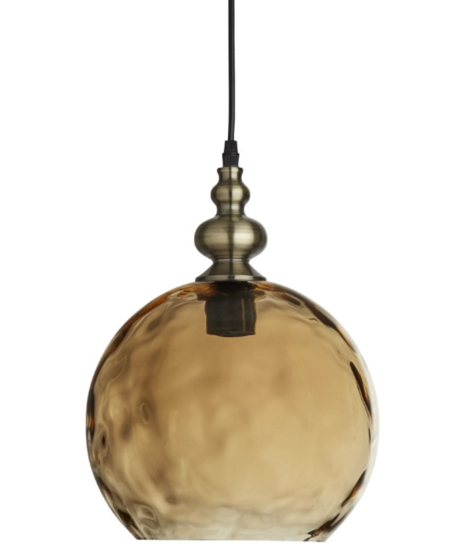 1 x INDIANA Pendant Light With Dimpled Amber Glass Shade - Ex Display Stock - CL298 - Ref J074