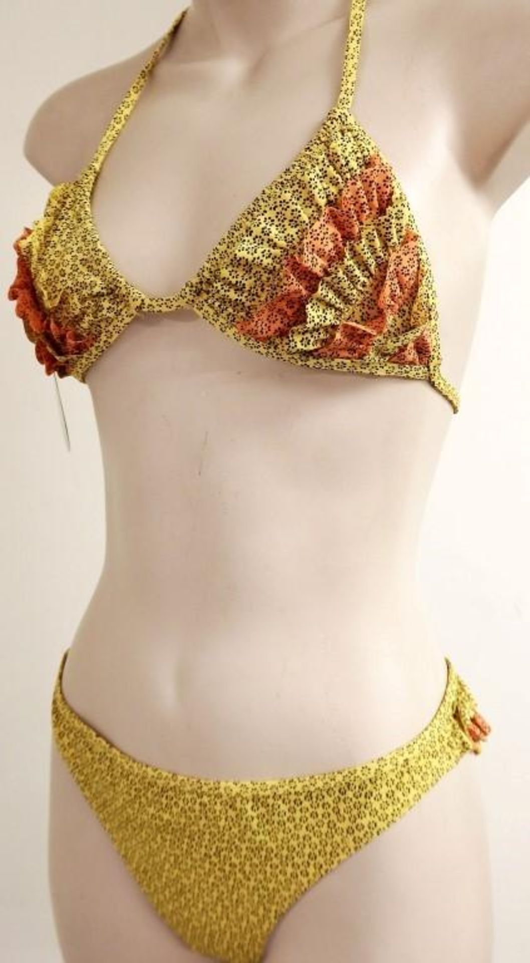 1 x Rasurel - Sun and Blue Yellow/Orange Frill Bikini Triangle and Brief - B20660 - Cocotier Size 2