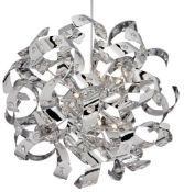1 x CURLS Chrome 6-Light Pendant Fitting Lined With Crystal Beads - Ex Display Stock - CL298 - Ref: