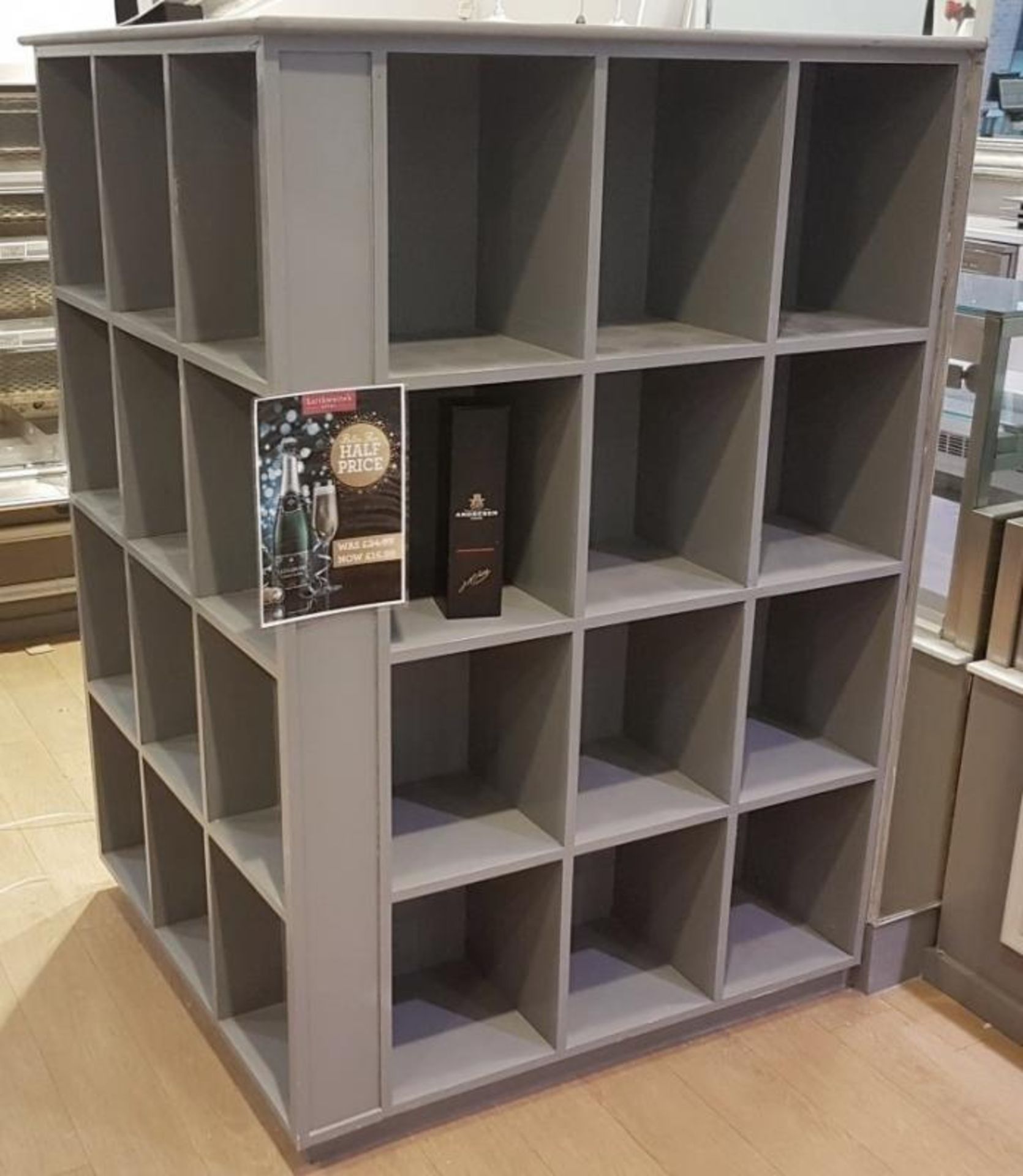 1 x Large Wooden Shelving / Wine Rack / Display Unit In Dark Grey - From A Gourmet Delicatessen - Image 4 of 5